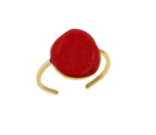 Ατσάλινο δαχτυλίδι με κόκκινο σμάλτο