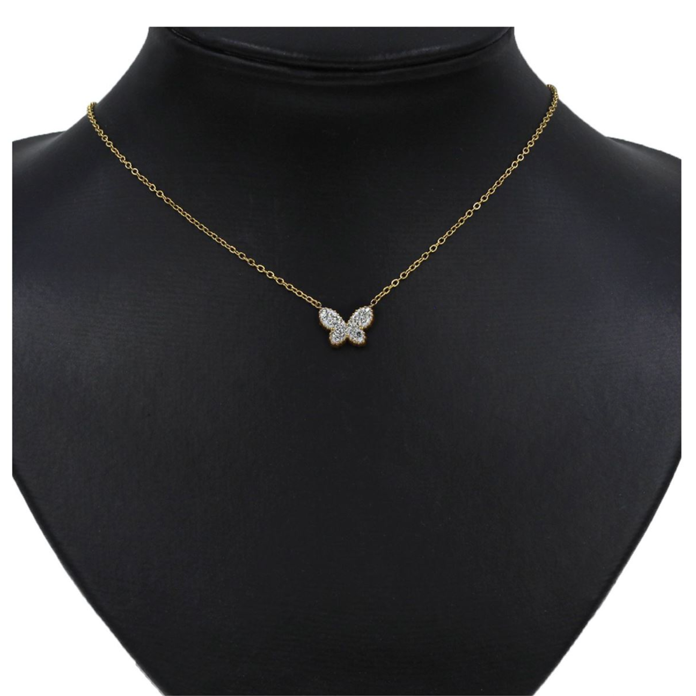 Ατσάλινο κολιέ πεταλούδα με ζιργκόν