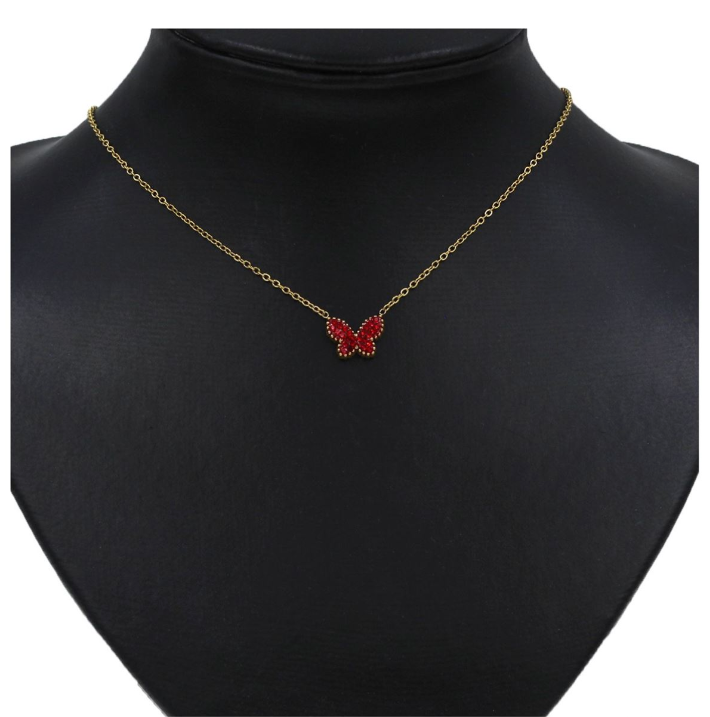 Ατσάλινο κολιέ πεταλούδα με ζιργκόν