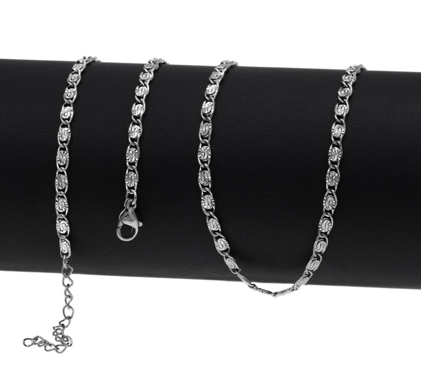 Aτσάλινη ασημί αλυσίδα μαίανδρος 45cm