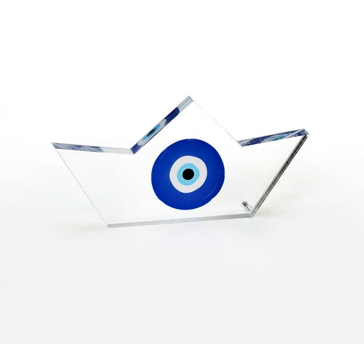 Επιτραπέζιο γούρι πλέξιγκλας καράβι με μάτι 15cm