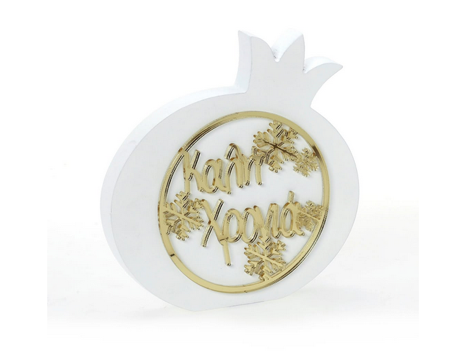 Επιτραπέζιο γούρι ρόδι λευκό 15cm