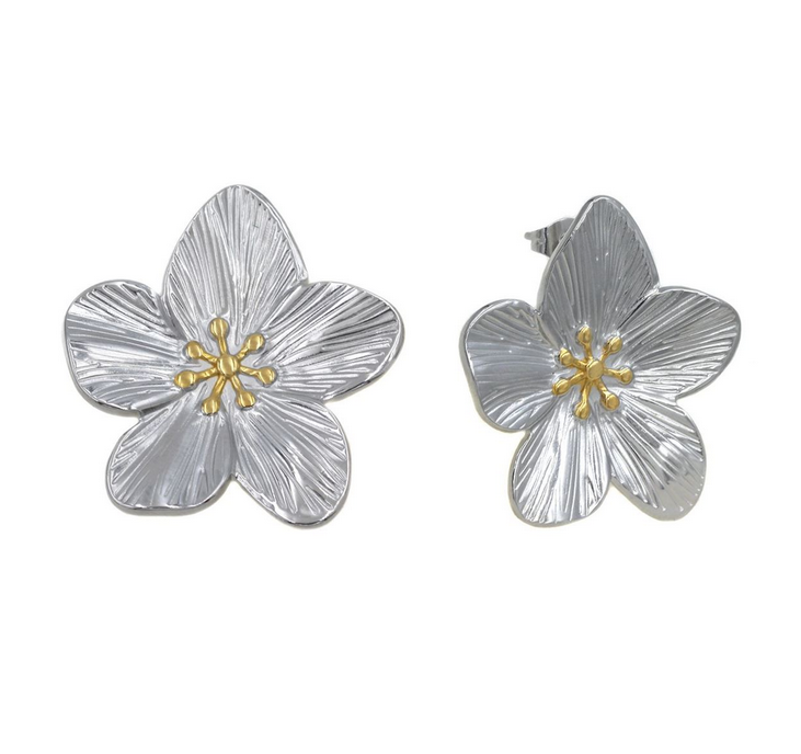 Σκουλαρίκια Ατσάλινα Καρφάκι Λουλούδι 28mm