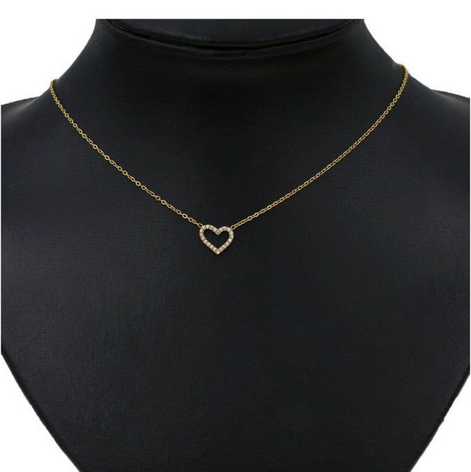 Ατσάλινο κολιέ με καρδιά με στρας