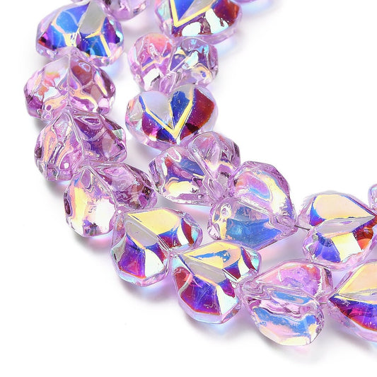 Γυάλινες χάντρες λιλά καρδιά 15mm