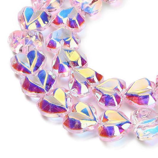 Γυάλινες χάντρες ροζ καρδιά 15mm