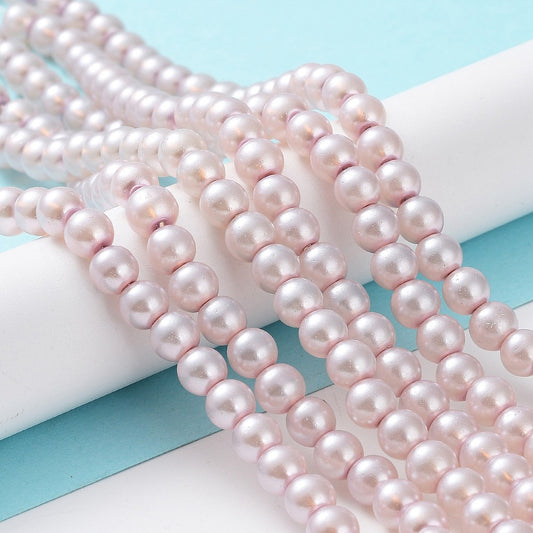 Πέρλα Γυάλινη περλέ ροζ 6mm -PRLG612
