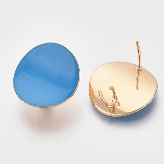 Καρφωτά εξαρτήματα σκουλαρικιού με μπλε σμάλτο