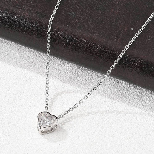 Ατσάλινο κολιέ καρδιά με ζιργκόν