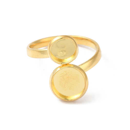 Ατσάλινη χρυσή βάση δαχτυλιδιού με δύο βάσεις