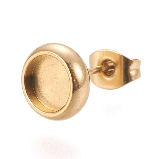 Ατσάλινη χρυσή βάση σκουλαρικιού 6mm