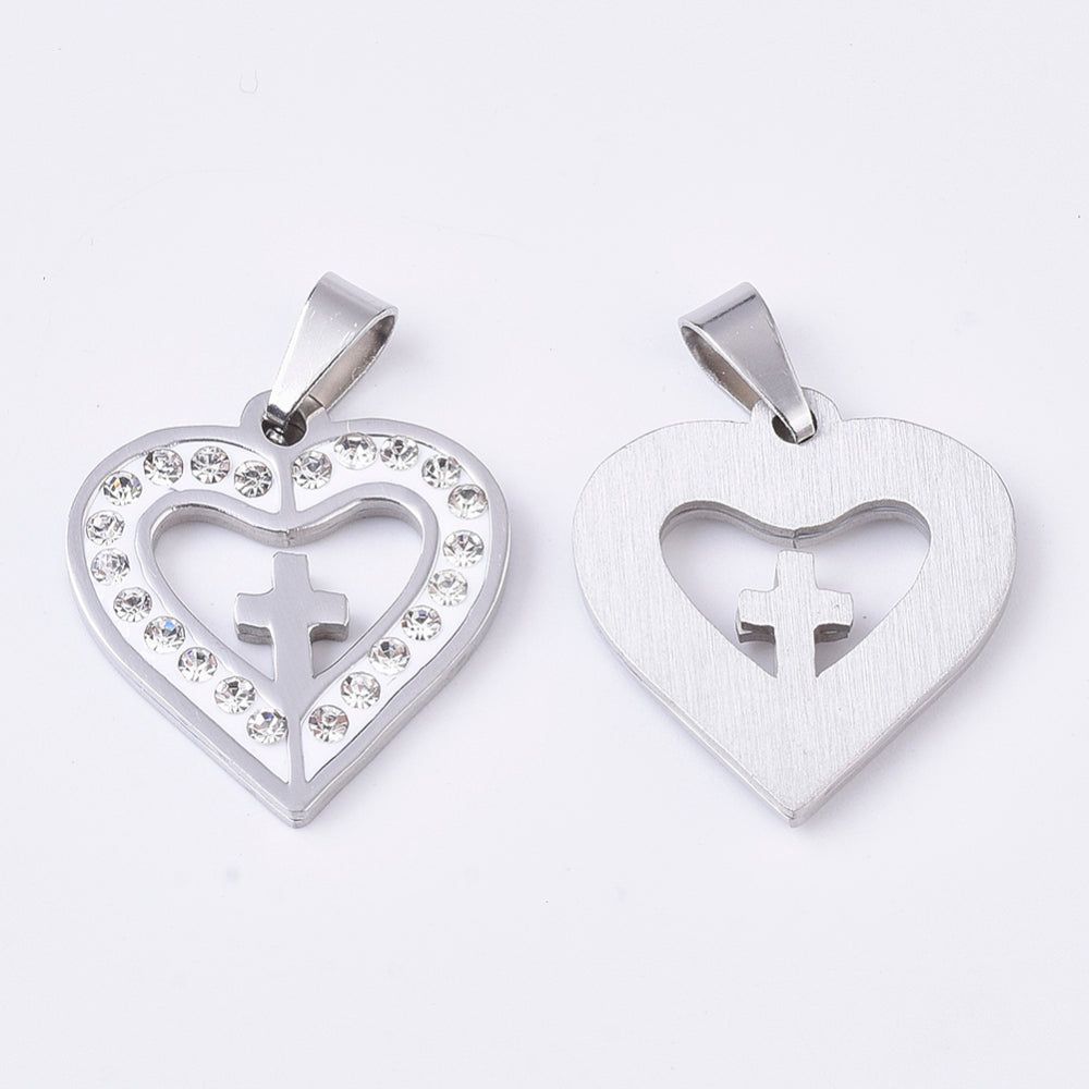 Ατσάλινη καρδιά με σταυρό 21mm