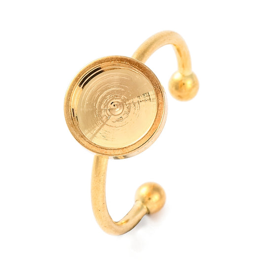 Ατσάλινη χρυσή βάση δαχτυλιδιού 10mm