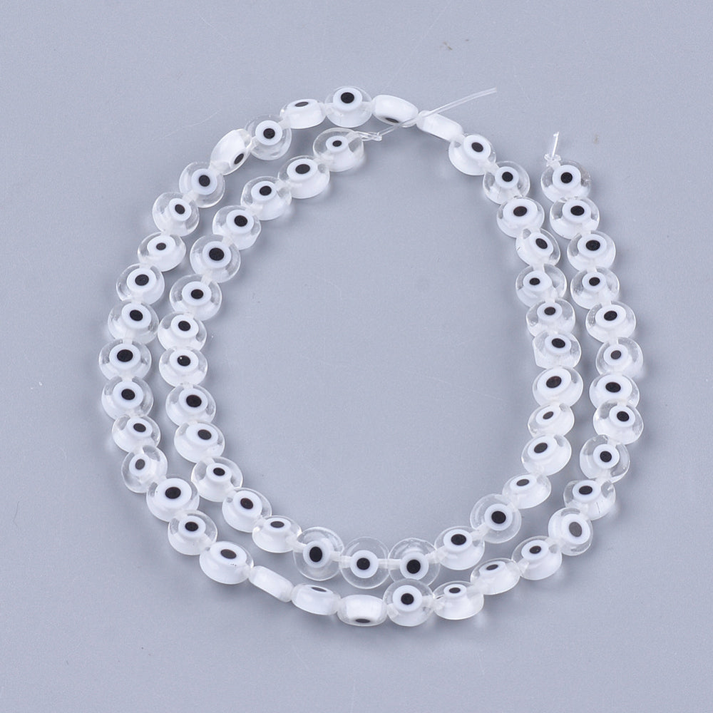 Γυάλινα λευκά μάτια 6mm
