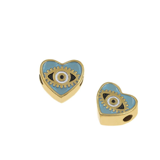 Ατσάλινη χάντρα καρδιά γαλάζια