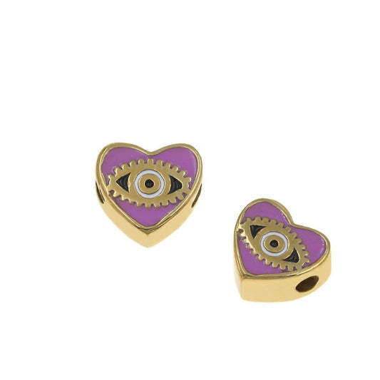 Ατσάλινη χάντρα καρδιά μωβ