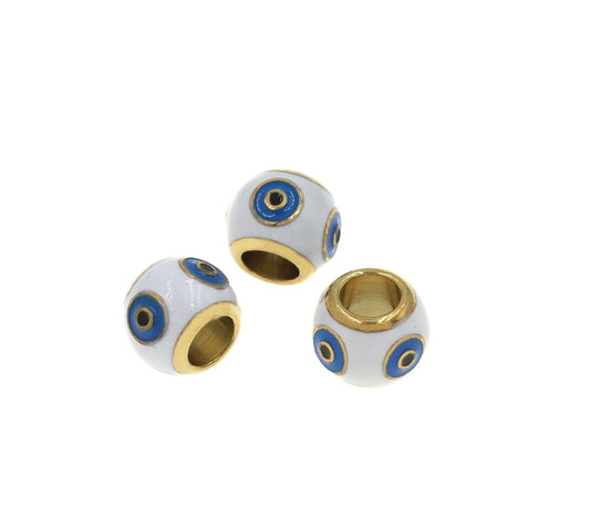 Ατσάλινη χάντρα μάτι λευκό