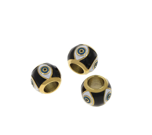 Ατσάλινη χάντρα μάτι μαύρο