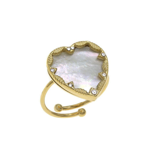 Ατσάλινο δαχτυλίδι με καρδιά φίλντισι