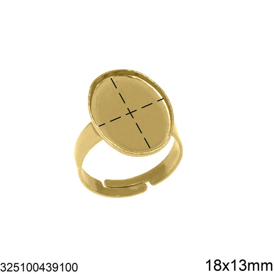 Ατσάλινη χρυσή βάση δαχτυλιδιού 18mm