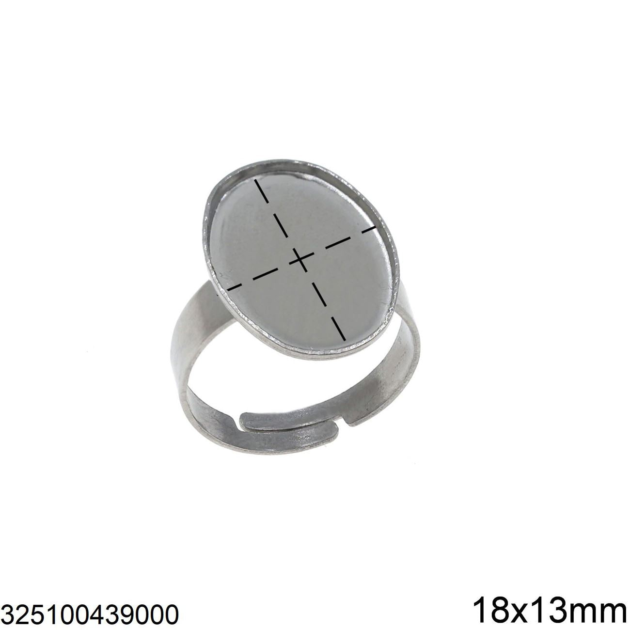 Ατσάλινη ασημί βάση δαχτυλιδιού 18mm