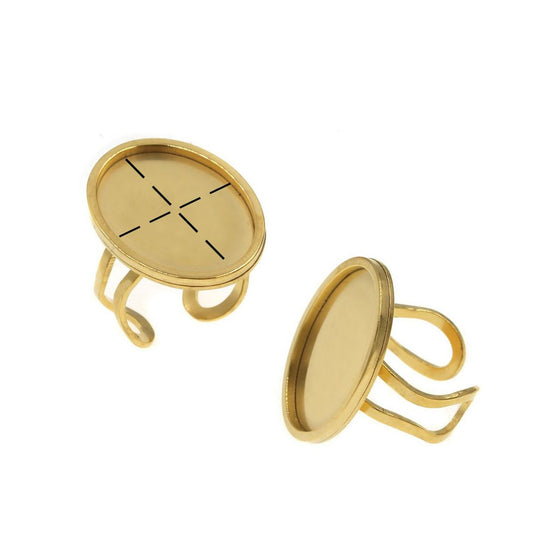 Ατσάλινη χρυσή βάση δαχτυλιδιού 25mm