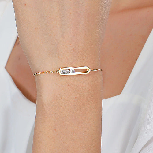 Ατσάλινο βραχιόλι με οβάλ μπάρα και ζιργκόν