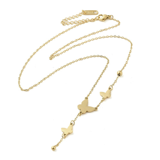 Ατσάλινο κολιέ με πεταλούδες