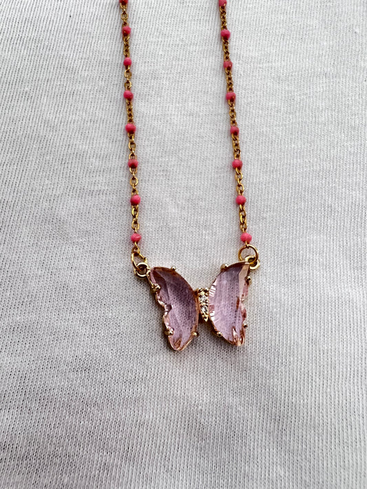 Κρυστάλλινη πεταλούδα κολιέ