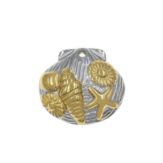 Ατσάλινο δίχρωμο κοχύλι με θαλασσινά σχέδια