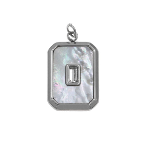 Ατσάλινο ασημί τετράγωνο με φίλντισι 21mm