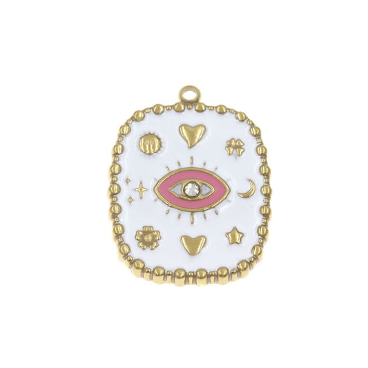 Ατσάλινο μενταγιόν λευκό πλάκα μάτι