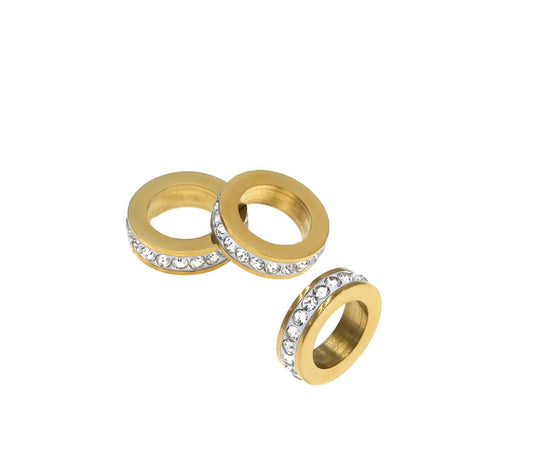 Ατσάλινη χάντρα ροδέλα με στρας