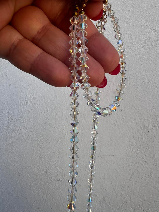 Κόσμημα με ιριζέ διάφανες κρυστάλλινες πέτρες