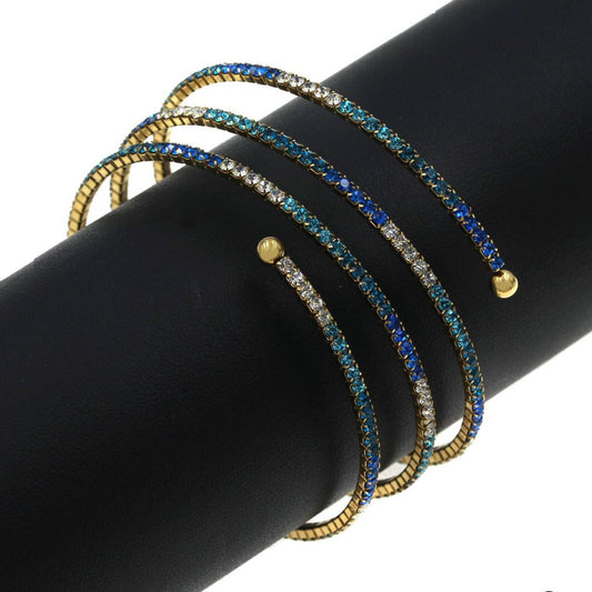 Ατσάλινο βραχιόλι με πολύχρωμα μπλε στρας