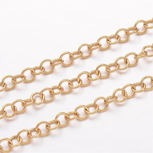 Χρυσή ατσάλινη ανοιγόμενη αλυσίδα 3.5mm -SSG13