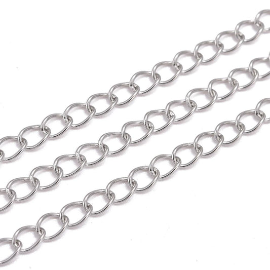 Ασημί ατσάλινη επέκταση 5mm
