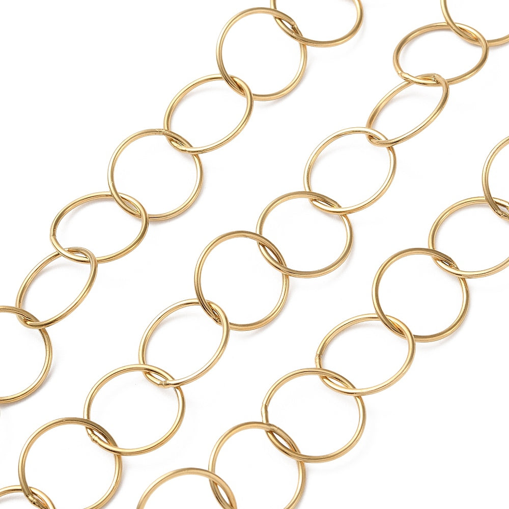 Χρυσή ατσάλινη αλυσίδα 13mm