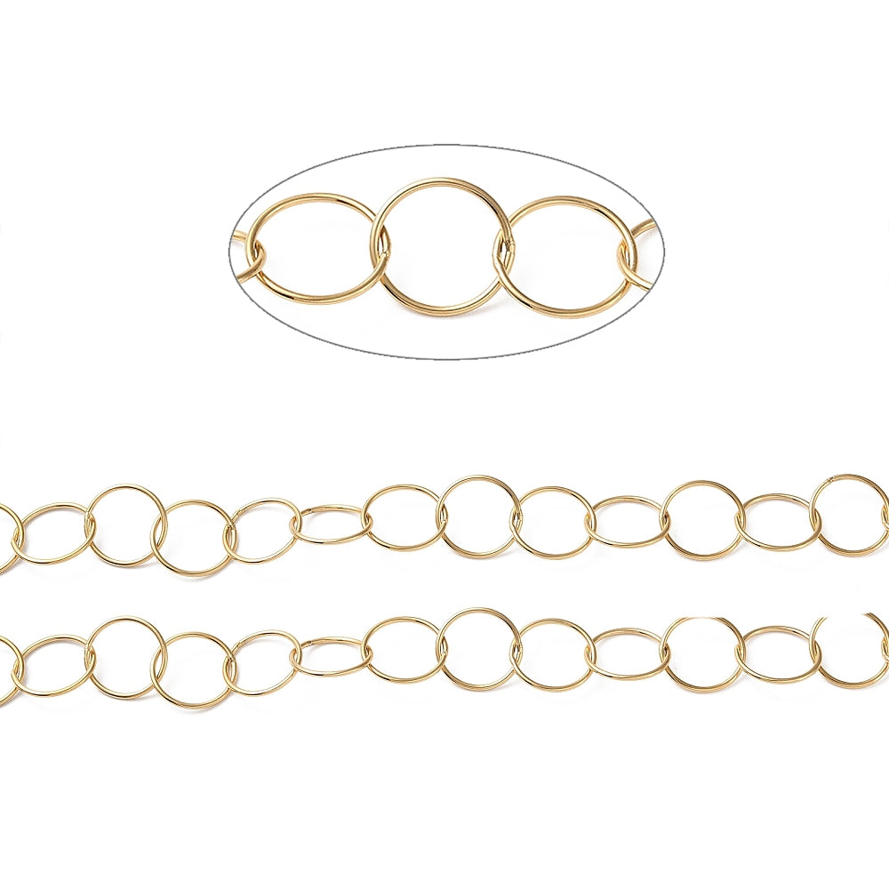 Χρυσή ατσάλινη αλυσίδα 13mm