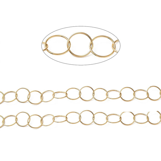 Χρυσή ατσάλινη αλυσίδα 13mm
