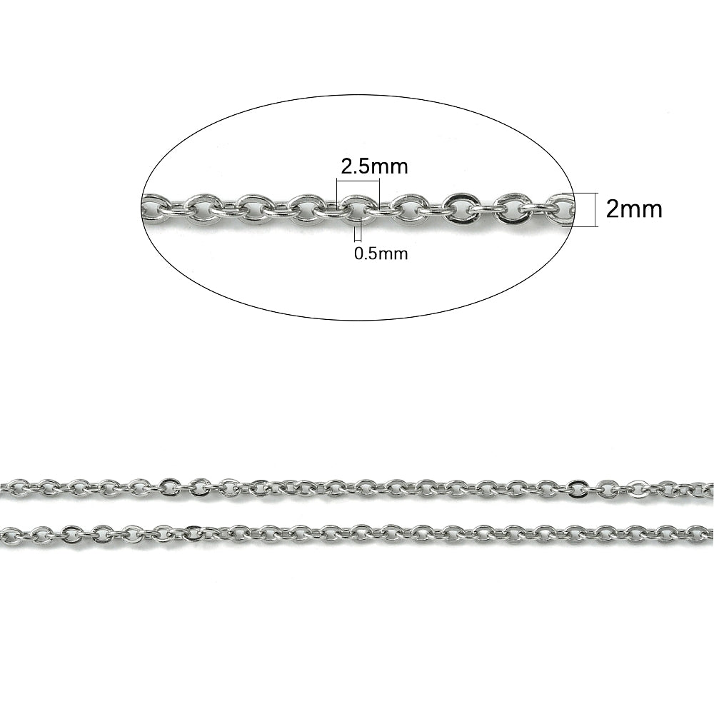 Ασημί ατσάλινη απλή αλυσίδα 2.5mm