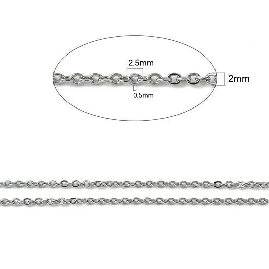 Ασημί ατσάλινη απλή αλυσίδα 2.5mm