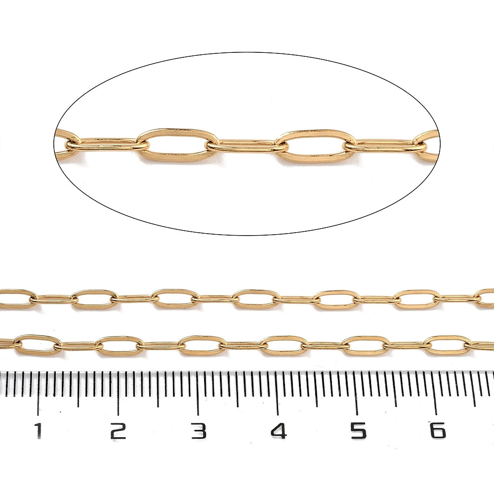 Χρυσή οβάλ ατσάλινη αλυσίδα 6.5mm