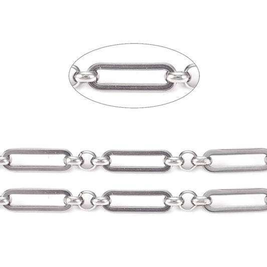 Ατσάλινη αλυσίδα ασημί οβάλ 13mm