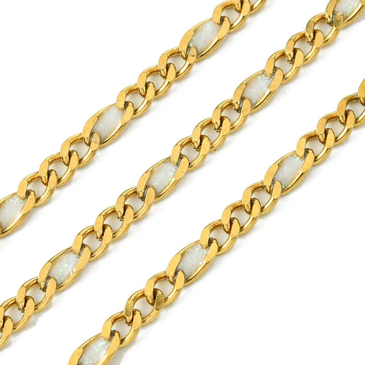 Αλυσίδα Ατσάλινη Figaro Διαμαντέ με Σμάλτο Glitter 2.8x0.8mm