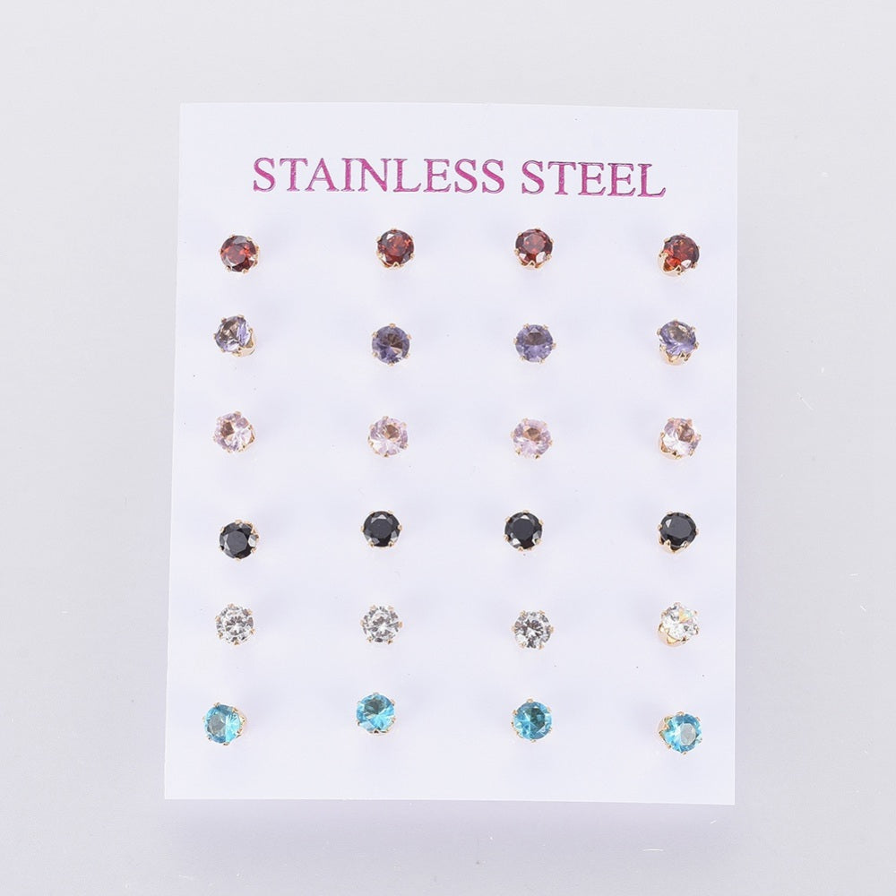 Καρφωτά ατσάλινα σκουλαρίκια με ζιργκόν