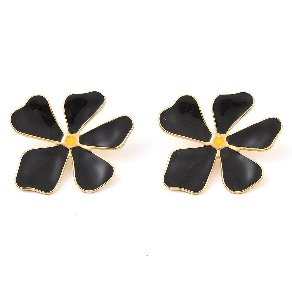 Καρφωτά ατσάλινα μαύρα σκουλαρίκια