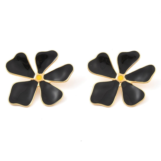 Καρφωτά ατσάλινα μαύρα σκουλαρίκια