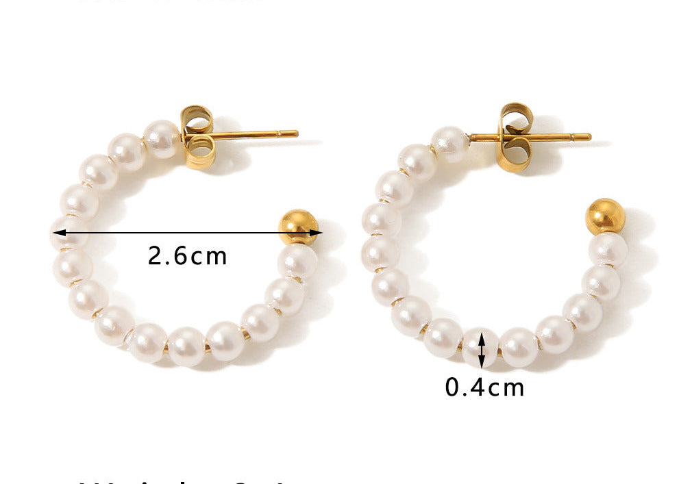 Σκουλαρίκια ατσάλινα με πέρλες 26mm