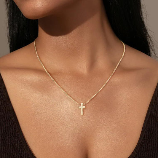 Ατσάλινο Κολιέ μίνιμαλ με σταυρό